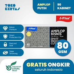 J-PLUS - Amplop Kabinet Ukuran 90 dengan Seal/Perekat 80 GSM Isi 100 Pcs