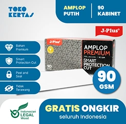 J-PLUS - Amplop Kabinet Ukuran 90 dengan Seal/Perekat Lem Super Red 90 GSM Super Tebal Premium Isi 100 Amplop