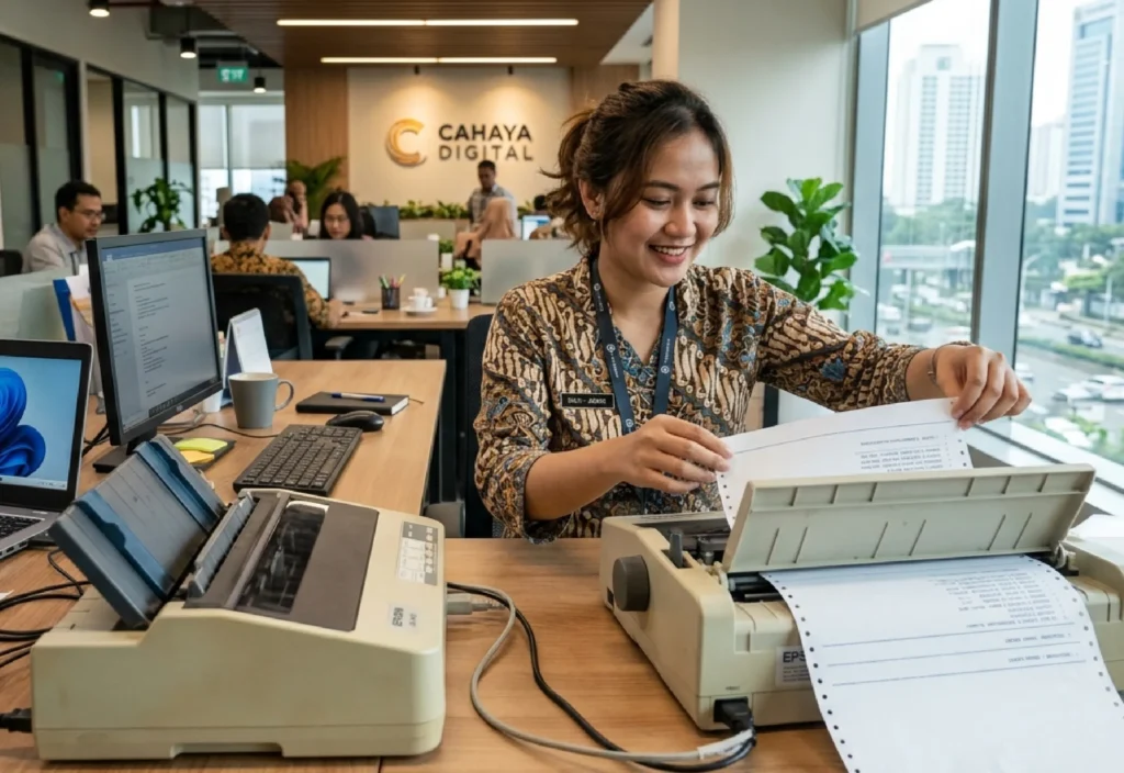 Cara Print Kertas Continuous Form Wartel di Printer Dot Matrix
